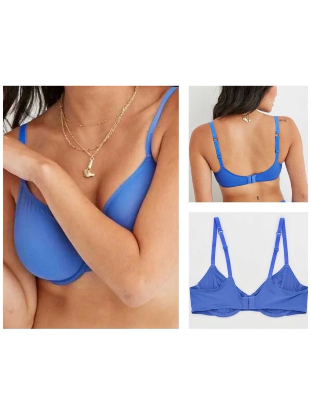 Aerie SMOOTHEZ Unlined Bra Full Coverage Size 38C in Light/Medium Blue NWT